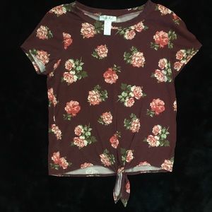 White Fawn Maroon Floral Top